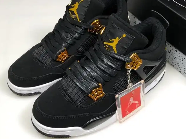 Rep TBkick Gold-White Metallic Air 4 308497-032 Black Jordan Royalty 0513